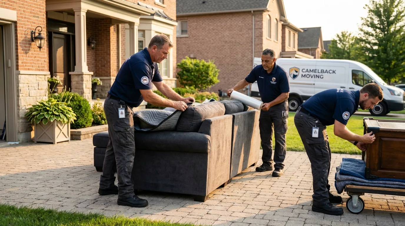 Large estate moving crew wrapping furniture in Fulton, MD